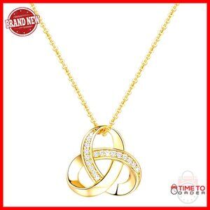 14K Gold Plated Love Knot Infinity Necklace Dainty Adjustable Pendant Jewelry